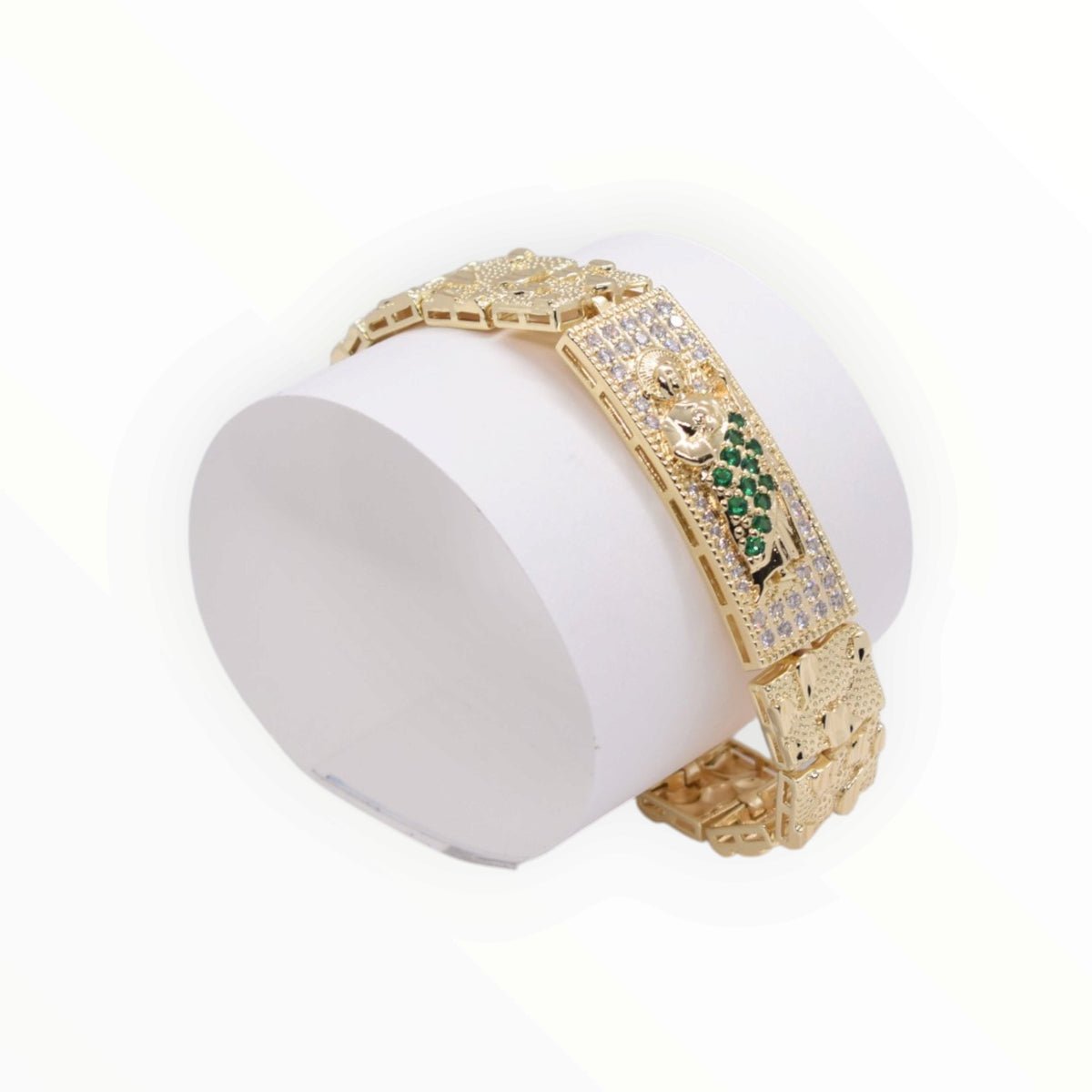 Gold Plated St. Jude Nugget Link ID Bracelet - Oro Laminado
