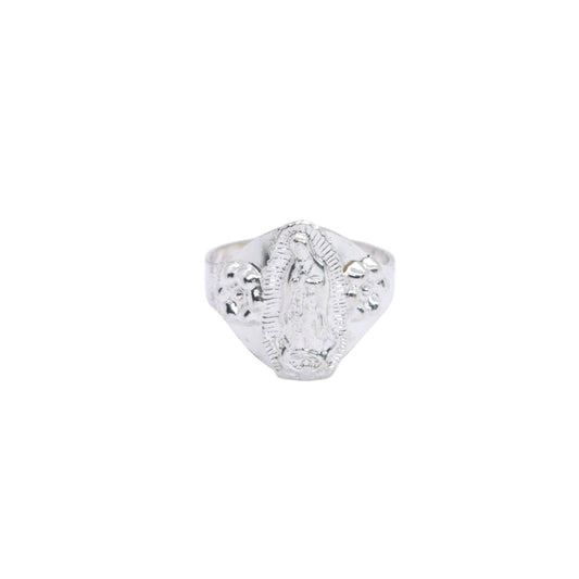925 Sterling Silver Virgin Mary Floral Signet Ring - Plata de Ley 925