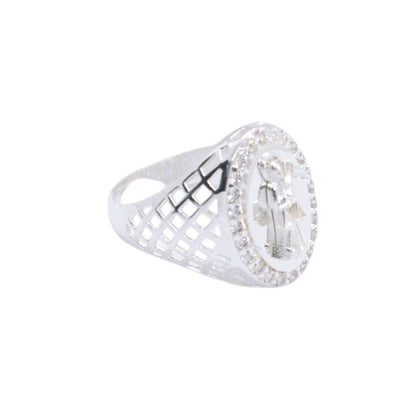 925 Sterling Silver Santa Muerte Oval Pave CZ Signet Ring - Plata de Ley 925