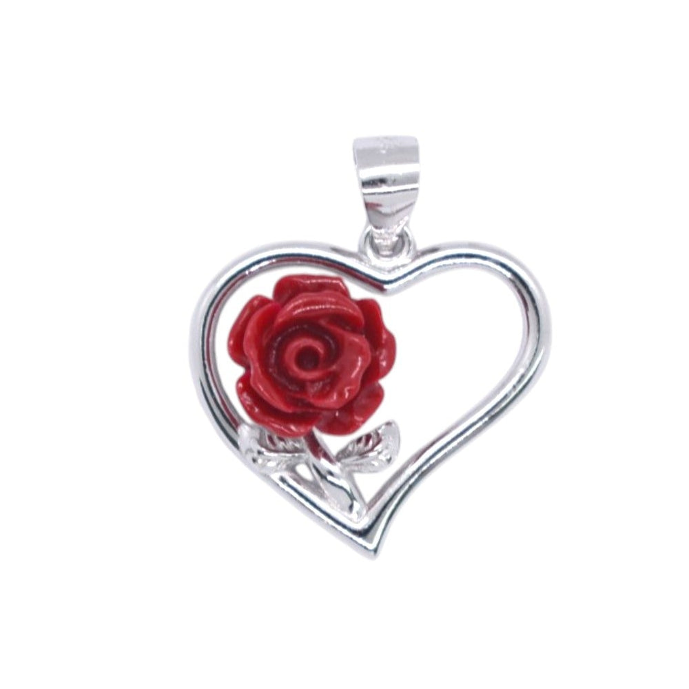 925 Rose with Heart Pendant