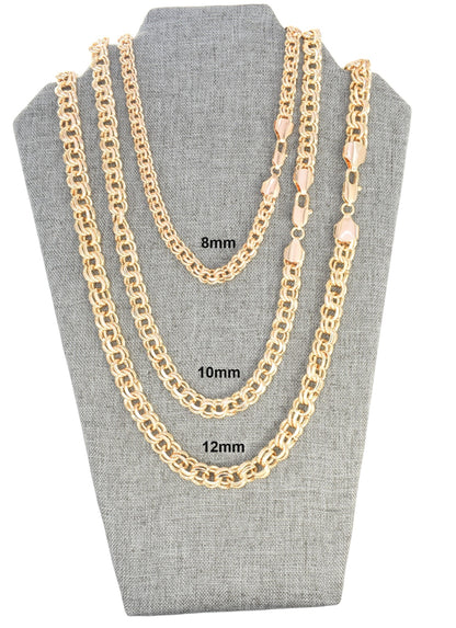 Gold Plated Chino Chain - Tejido Chino Chain 8mm, 10mm, 12mm | Wholesale Jewelry