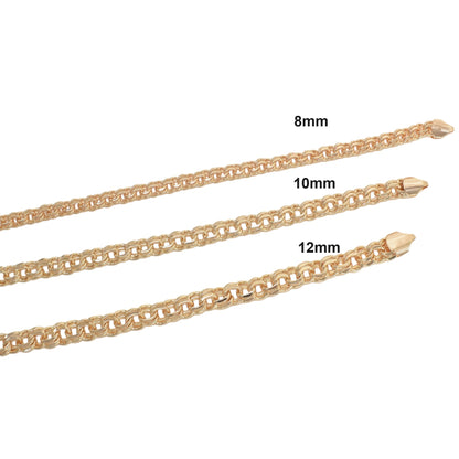 Gold Plated Chino Chain - Tejido Chino Chain 8mm, 10mm, 12mm | Wholesale Jewelry