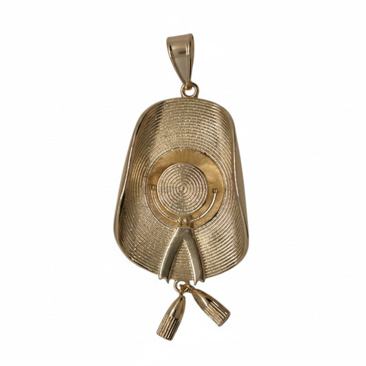 Gold Plated Cowboy Hat Pendant with Dangling Tassels