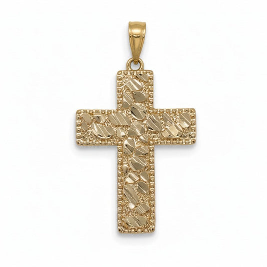 Gold Plated Classic Nugget Cross Pendant - Oro Laminado