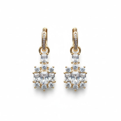 Gold Plated Dangle Earrings Cubic Zirconia (CZ)