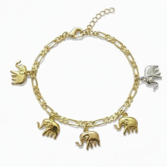 Gold Plated Elephant Charm Bracelet