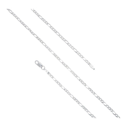 925 Sterling Silver Figaro Chain -  3mm