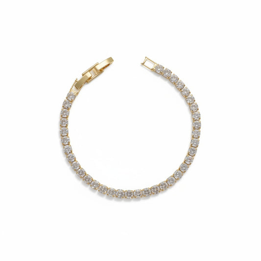 Classic Round Cubic Zirconia Tennis Bracelet - Oro Laminado