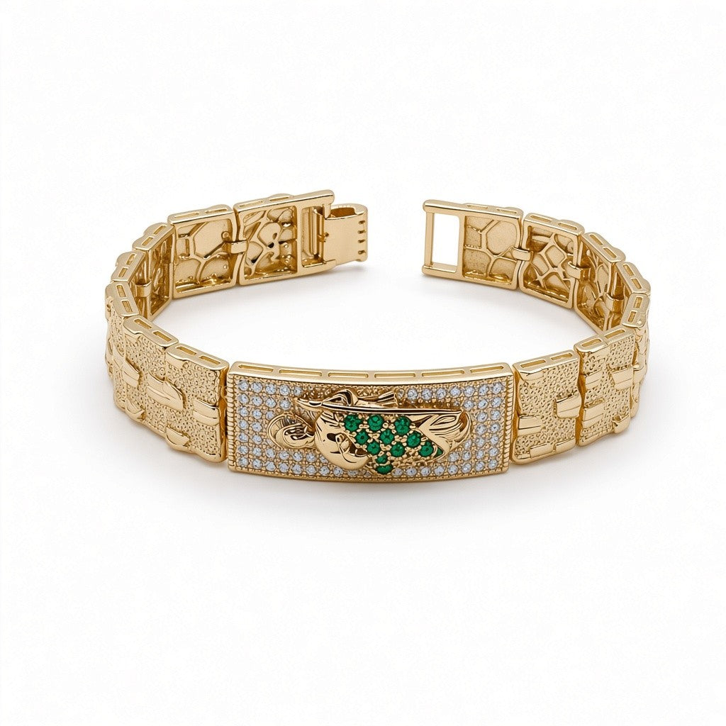 Gold-Plated Saint Jude Nugget Link ID Bracelet - Oro Laminado