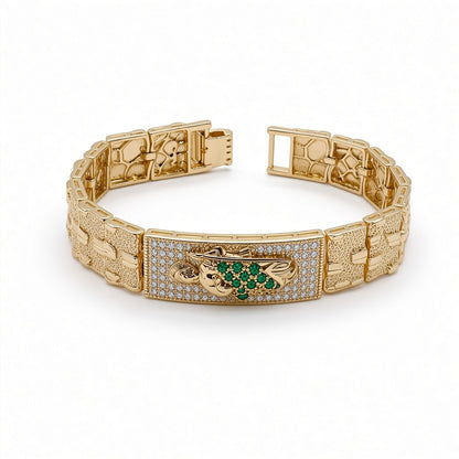 Gold-Plated Saint Jude Nugget Link ID Bracelet - Oro Laminado