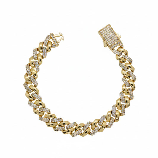 Gold Plated Micro-Pave CZ Cuban Link Chain Bracelet - Oro Laminado