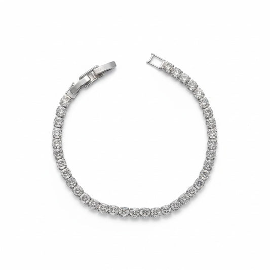 Classic Round Cubic Zirconia Tennis Bracelet - Oro Laminado