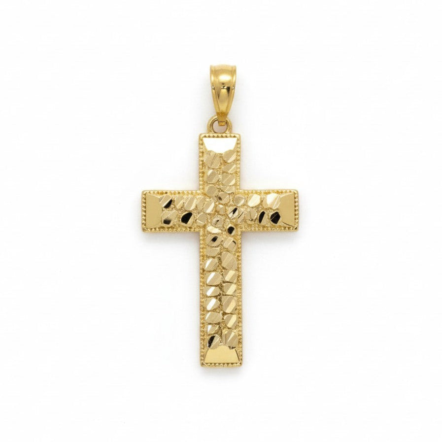 Gold Plated Double-Row CZ Cross Pendant - Oro Laminado
