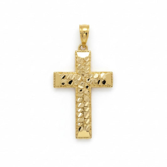 Gold Plated Double-Row CZ Cross Pendant - Oro Laminado