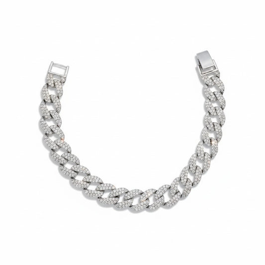 Gold Plated Micro-Pave CZ Cuban Link Chain Bracelet - Oro Laminado
