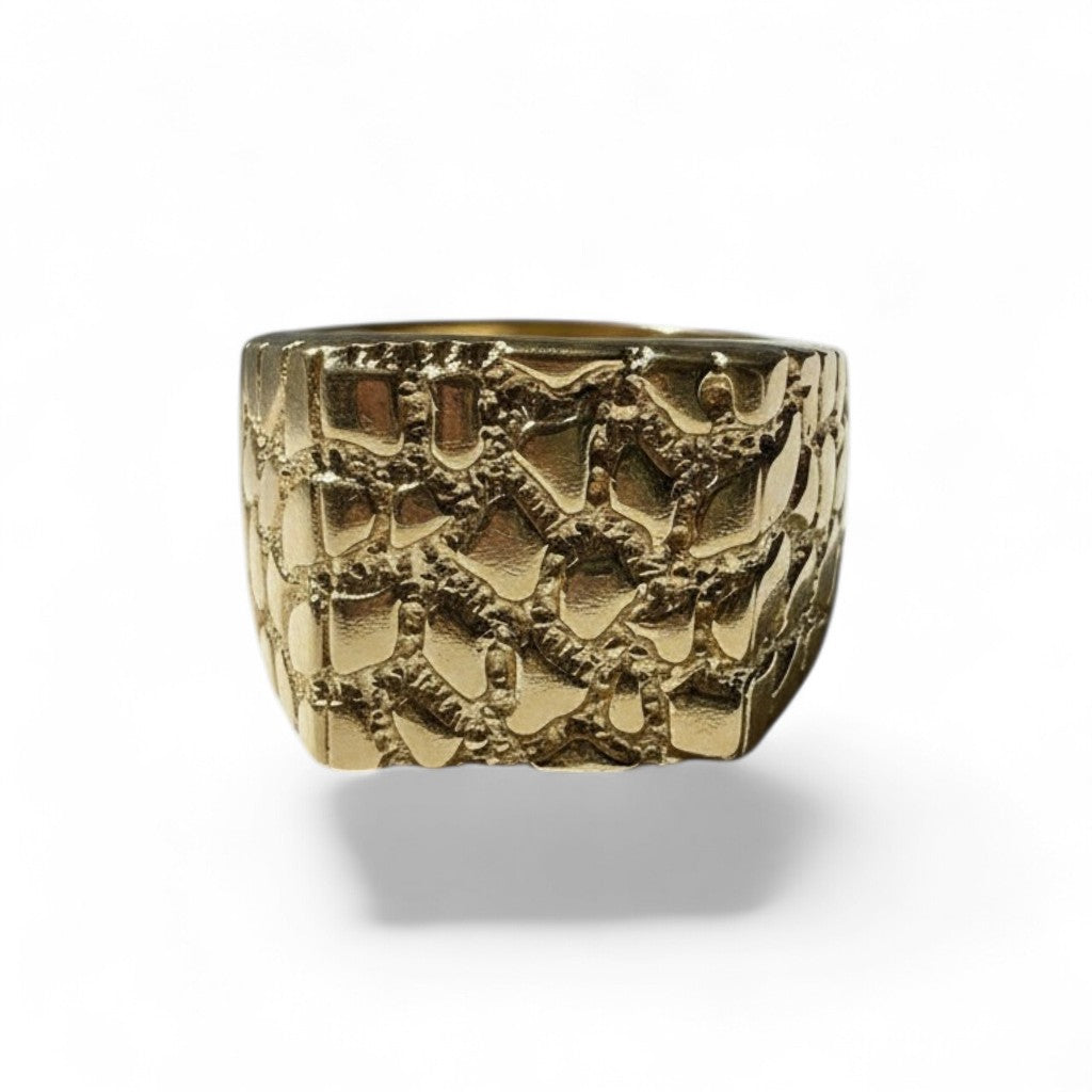 Gold Plated Classic Heavy Nugget Statement Ring