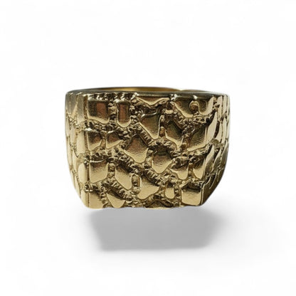 Gold Plated Classic Heavy Nugget Statement Ring