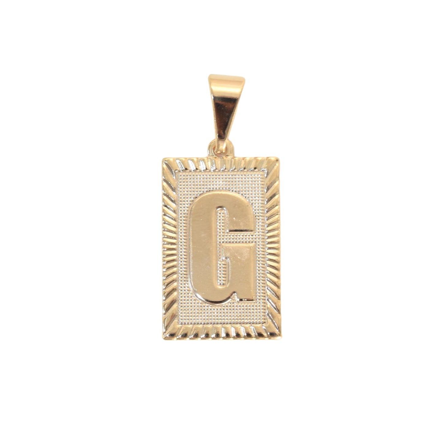 Gold Plated Pendant-Initials Square Diamond Cut