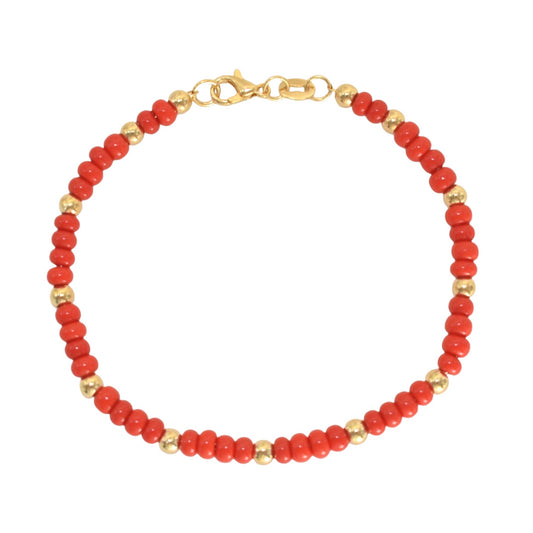 Gold Plated Red Bead Evil Eye Protection Bracelets, Oro Laminado Religious Pulsera, Eye Bracelet