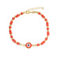 Gold Plated Red Bead Evil Eye Protection Bracelets, Oro Laminado Religious Pulsera, Eye Bracelet