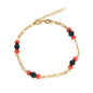 Gold Plated Red Black Bead Protection Bracelets, Oro Laminado Religious Pulsera