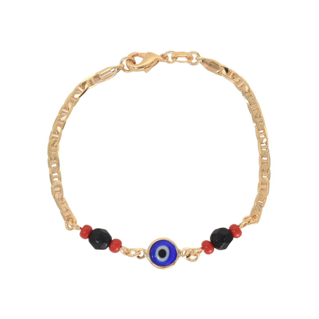 Gold Plated Evil Eye Red Black Bead Protection Bracelets, Oro Laminado Religious Pulsera