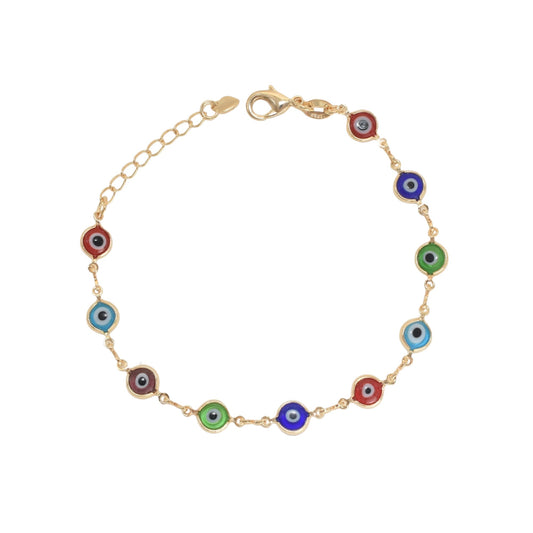 Gold Plated Evil Eye Protection Bracelets, Oro Laminado Religious Pulsera