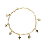 Gold Plated Virgin Mary Cross Protection Bracelets, Oro Laminado Religious Pulsera