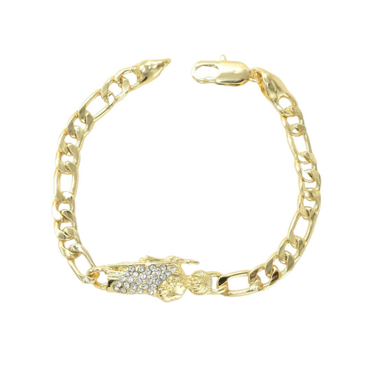 Gold Plated CZ St Judas Religious Bracelets ,Oro Laminado Religious Pulsera, Link Bracelet