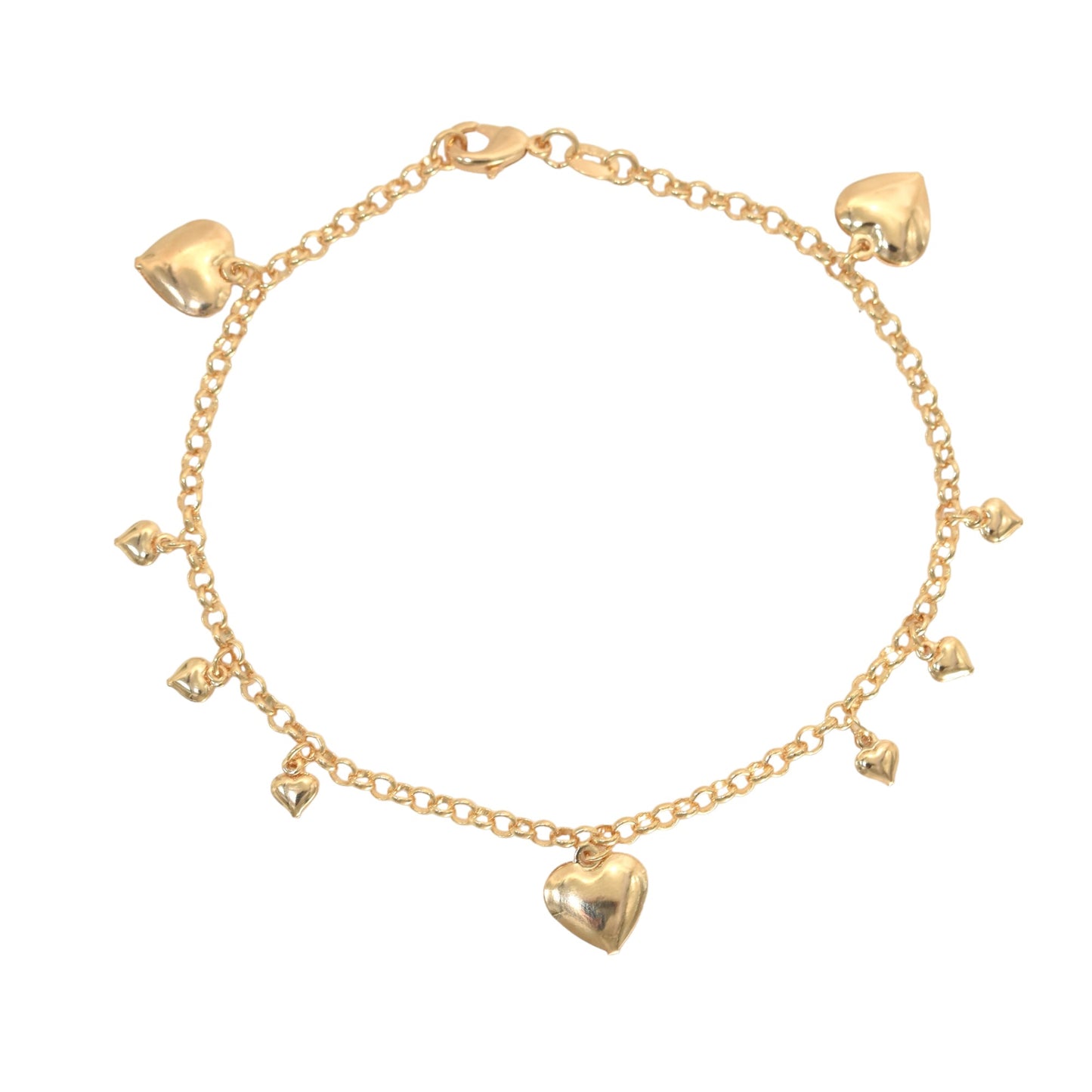 Gold Plated Heart Anklet Ladies Anklet- Oro brasileno laminado Tobillera