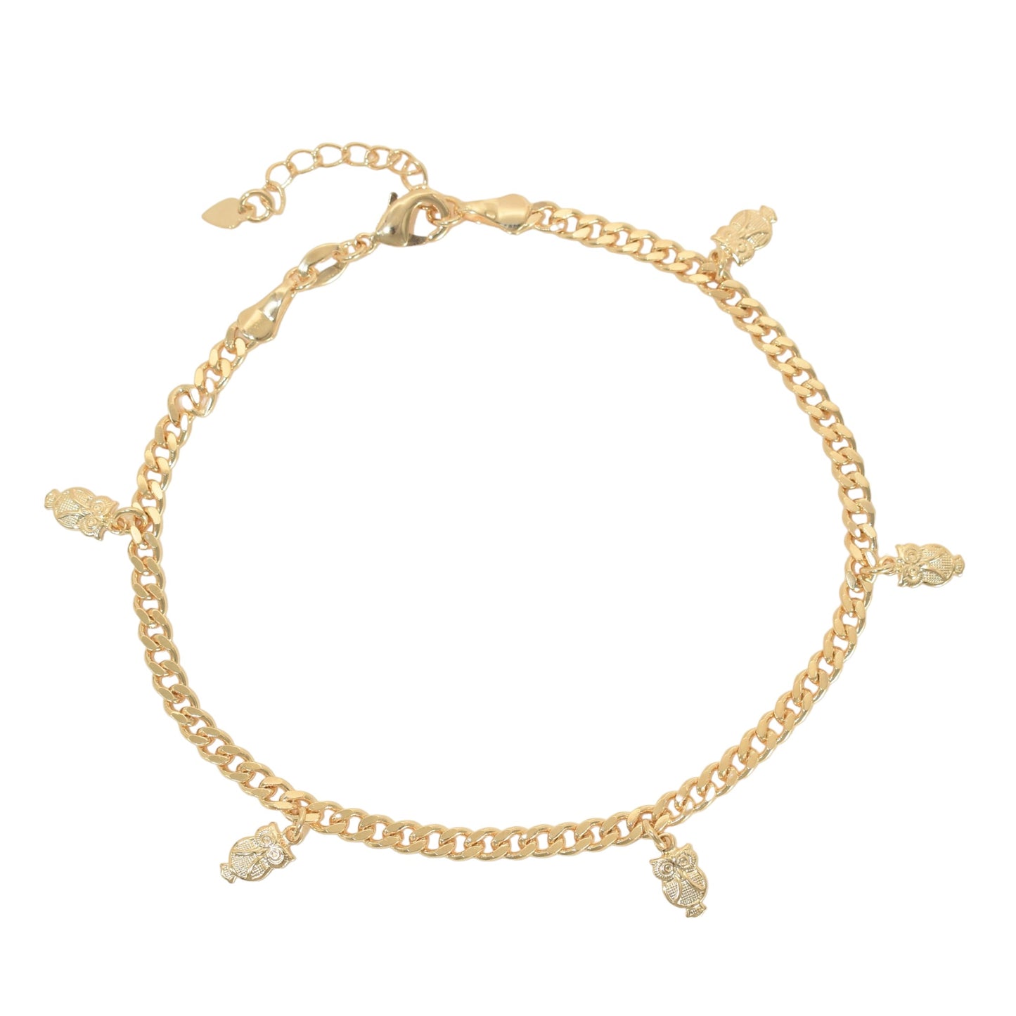 Gold Plated Owl Cuban Chain Ladies Anklet- Oro brasileno laminado Tobillera