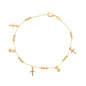 Gold Plated Cross Beads Chain Ladies Anklet- Oro brasileno laminado Tobillera
