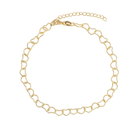 Gold Plated Heart Link Ladies Anklet- Oro brasileno laminado Tobillera