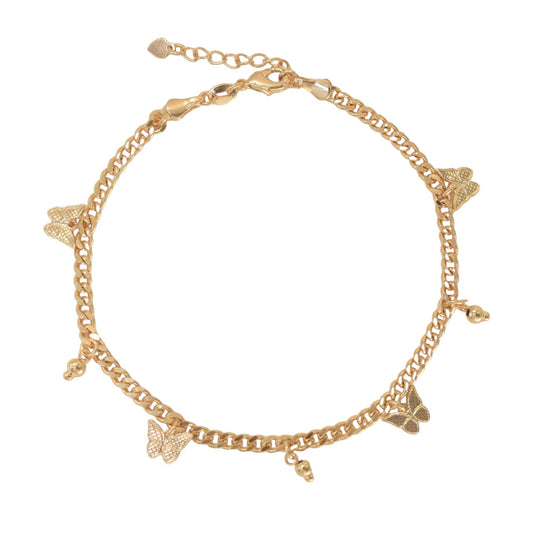 Gold Plated Butterfly Anklet Ladies Anklet - Oro brasileno laminado Tobillera