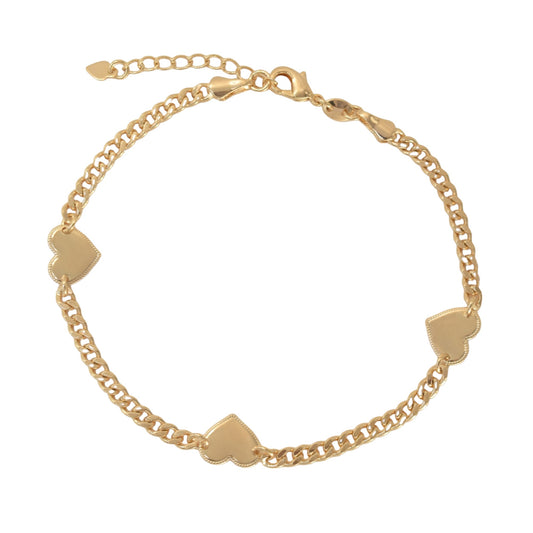 Gold Plated Anklet Ladies Heart Anklet - Oro brasileno laminado Tobillera