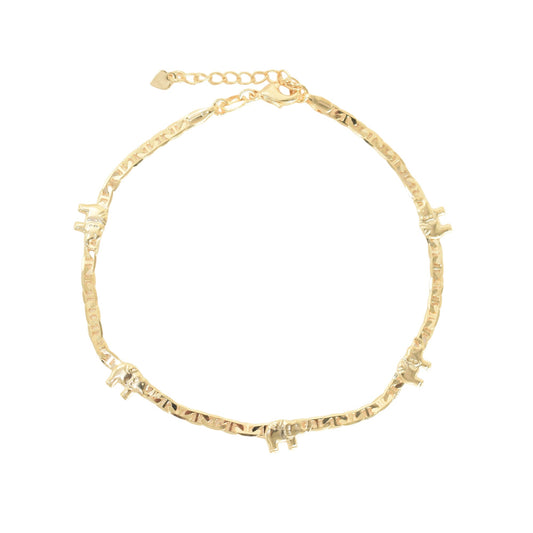 Gold Plated Anklet Ladies Elephant Protection Anklet - Oro brasileno laminado Tobillera