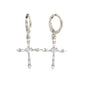 Silver Plated Dangly CZ Cross Earrings | Wholesale Jewelry