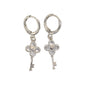 Silver Plated Dangly CZ Cross Earrings | Wholesale Jewelry