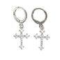 Silver Plated Dangly CZ Cross Earrings | Wholesale Jewelry