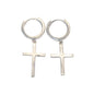 Silver Plated Dangly Plain Cross Earrings | Wholesale Jewelry