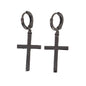 Silver Plated Dangly Plain Black Cross Earrings | Wholesale Jewelry