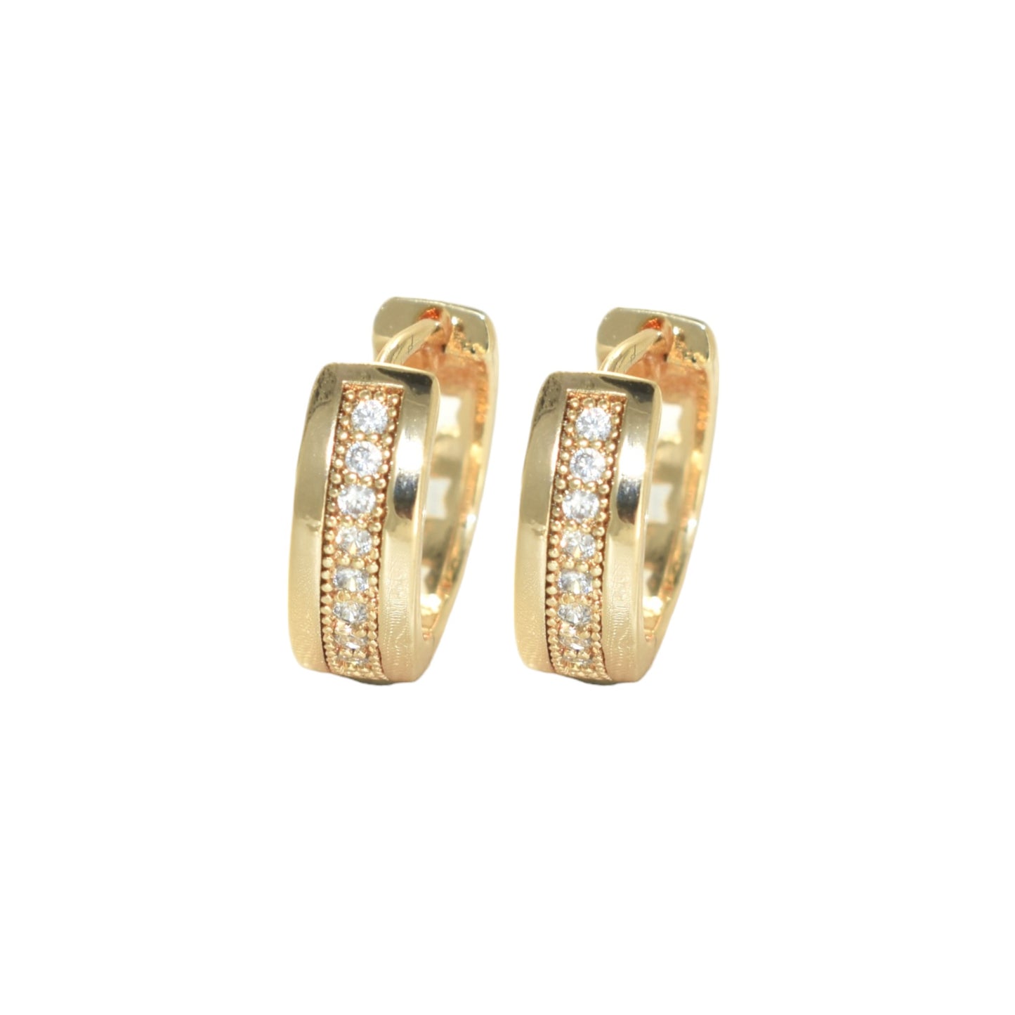 Gold Plated Huggies, CZ Gold Earrings, Oro Brasileno Aretes