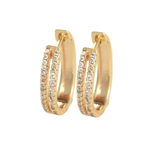 Gold Plated Huggies, CZ Gold Earrings, Oro Brasileno Aretes  | Wholesale Jewelry