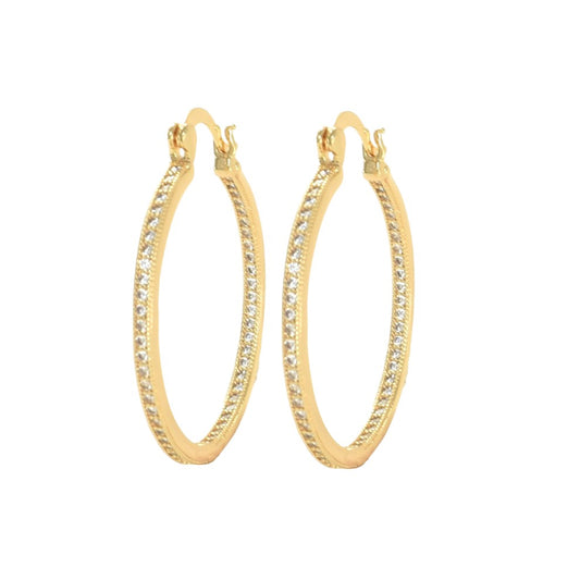 Gold Plated Huggies, CZ Gold Earrings, Oro Brasileno Aretes  | Wholesale Jewelry