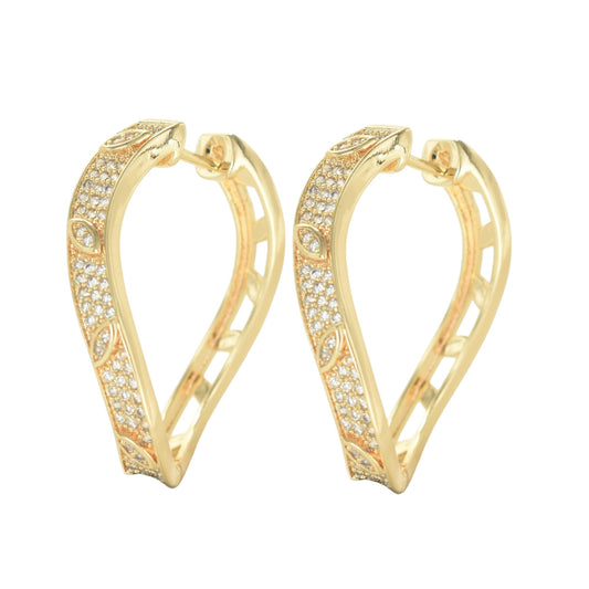 Gold Plated Huggies Hoops, CZ Gold Earrings, Oro Brasileno Aretes