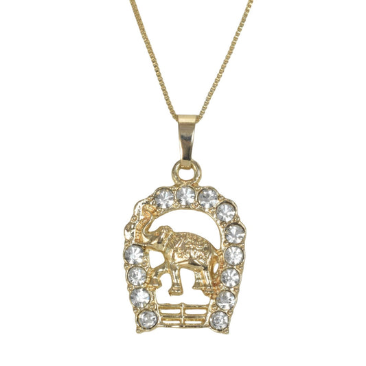 Gold Plated Animal Pendant Elephant Charm with CZ | Wholesale Jewelry