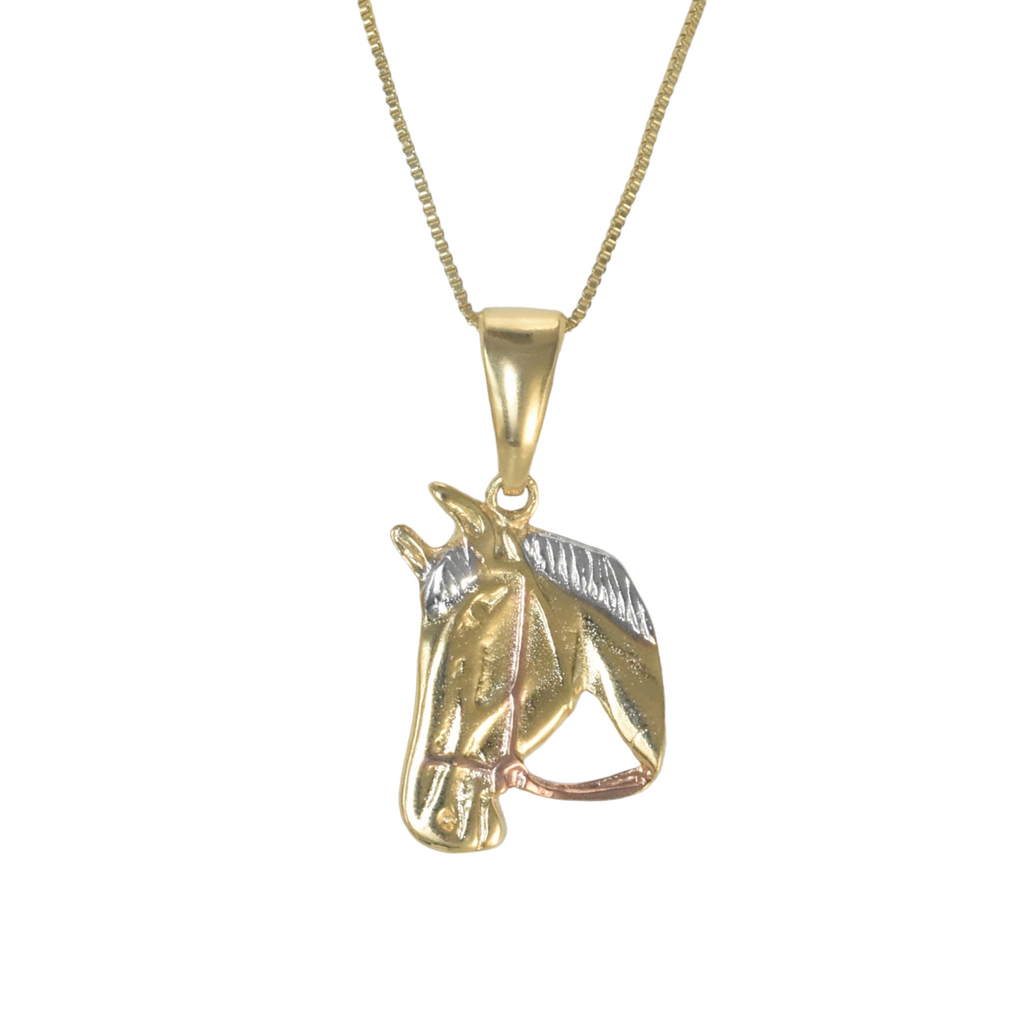 Gold Plated Animal Pendant Horse Charm with CZ