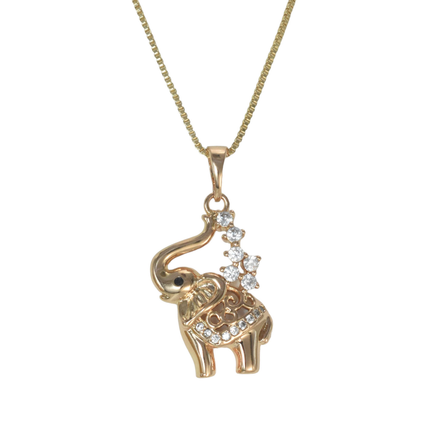 Gold Plated Animal Pendant Elephant Charm with CZ | Wholesale Jewelry