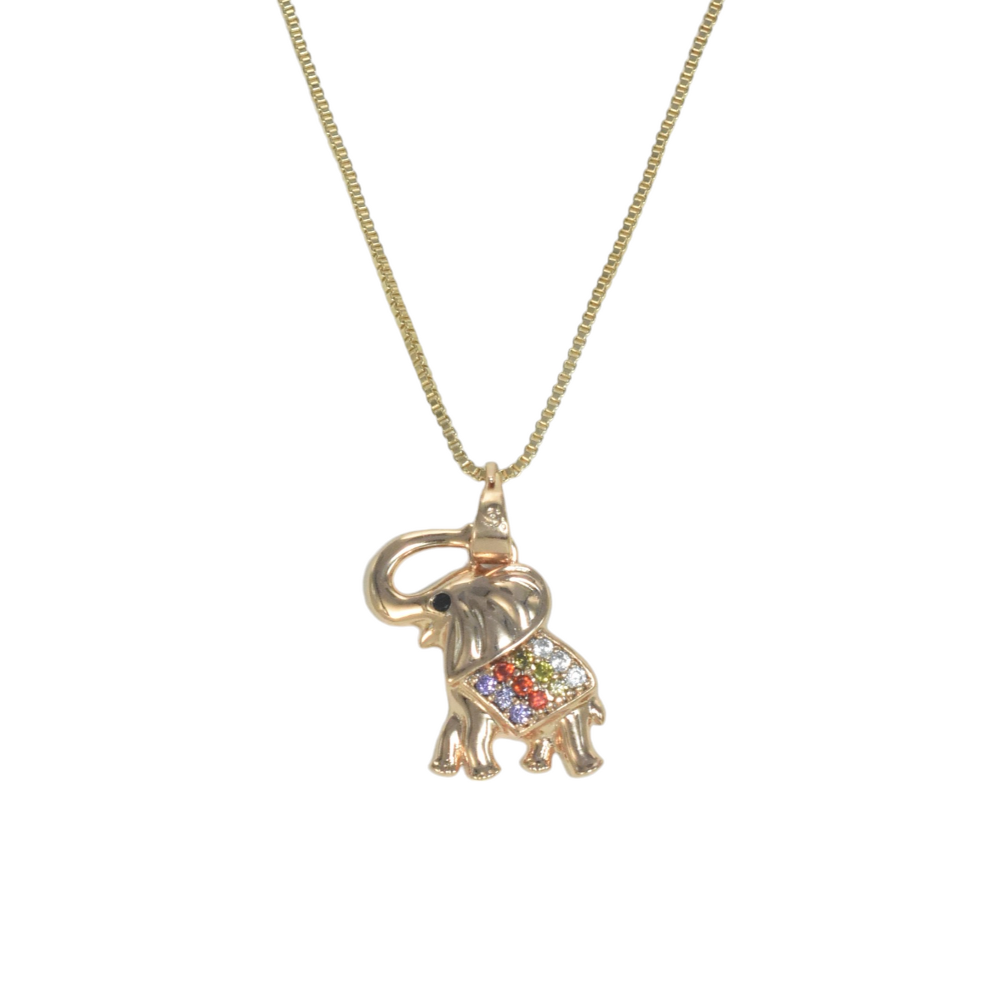 Gold Plated Animal Pendant Elephant Charm with CZ | Wholesale Jewelry