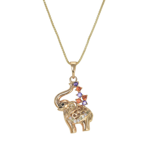 Gold Plated Animal Pendant Elephant Charm with CZ | Wholesale Jewelry